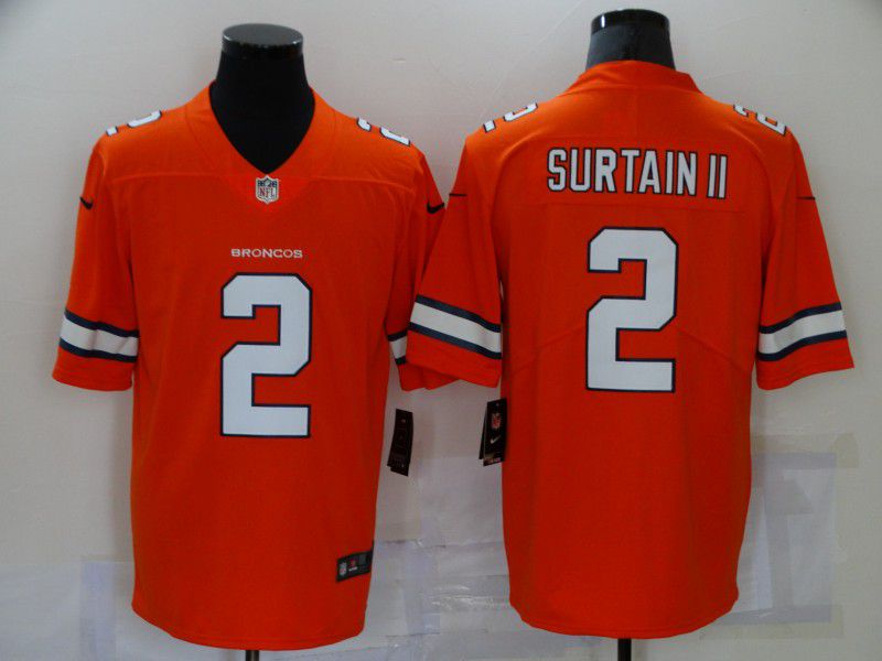 Men Denver Broncos #2 Surtain ii Orange Nike Vapor Untouchable Limited 2021 NFL Jersey->cleveland cavaliers->NBA Jersey